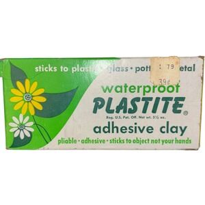 Vintage‎ | Plastite Waterproof Adhesive Clay | Original Box | Great Graphics